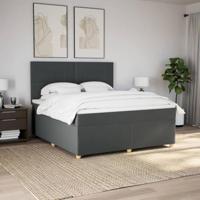 Boxspring met matras stof donkergrijs 180x200 cm - thumbnail