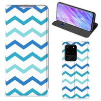 Samsung Galaxy S20 Ultra | Hoesje met Magneet | Zigzag Blauw - thumbnail
