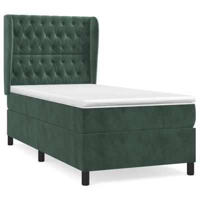 Boxspring met matras fluweel donkergroen 160x200 cm - thumbnail