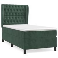 Boxspring met matras fluweel donkergroen 90x190 cm - thumbnail