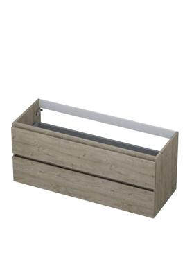 Onderkast INK 2 laden greeploos met houten keerlijst 120 cm x 45 cm x 52 cm Greige eiken 1257159