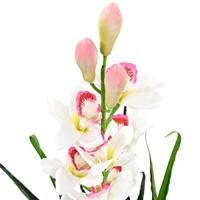 Kunstplant met pot cymbidium orchidee 100 cm groen - thumbnail