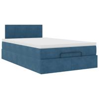 Ottoman bed met matras 90x190cm fluweel donkerblauw - thumbnail