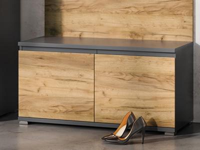 Halbank LIVINGSTONE 2 deuren antraciet/eik navarra