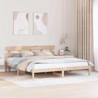 Bedframe met hoofdeinde Bruin 200 x 200 cm Massief grenenhout - thumbnail