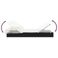 Ligbed met inklapbaar dak 213x63x97 cm poly rattan zwart - thumbnail
