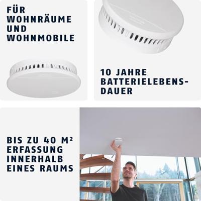 ABUS RWM150 Rookmelder Incl. batterij (10 jaar) werkt op batterijen (Ø x h) 100 mm x 36 mm ABUS RWM150 Rookmelder Incl. batterij (10 jaar) werkt op batterijen (Ø x h) 100 mm x 36 mm