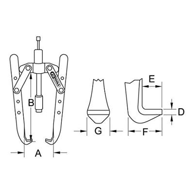 KS Tools 6203805 Hydraulische poelietrekker Aantal haken: 2