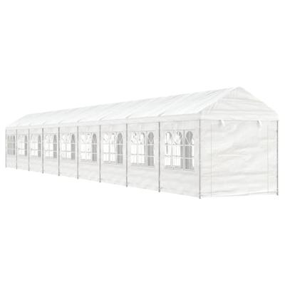Prieel met dak 20,07x2,28x2,69 m polyetheen wit