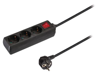 Valueline VLES315F002BL Stekkerdoos 3-Wegs Zwart