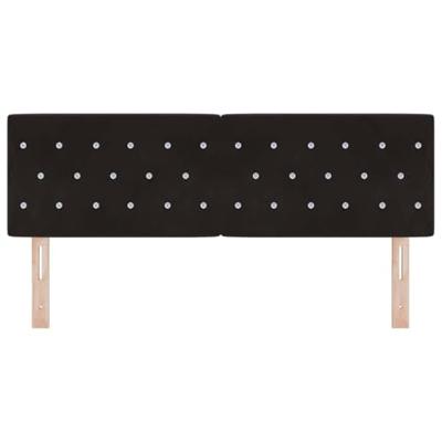 LED Hoofdbord met LED -striplichten Geruit Zwart 144 cm Fluweel