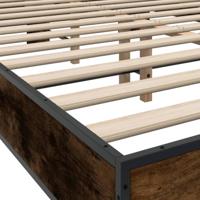 Bedframe bewerkt hout metaal gerookt eikenkleurig 135x190 cm - thumbnail