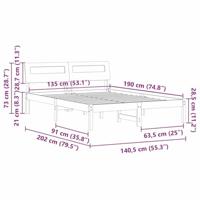 Bedframe Wit 135 x 190 cm Massief grenenhout - thumbnail