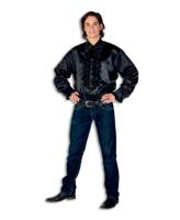 Ruche blouse zwart - thumbnail