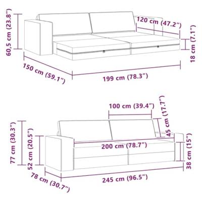 Vloersofa Bed Taupe 245 x 78 x 77 cm Stof