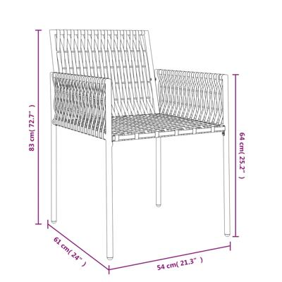 Tuinstoelen 4 st met kussens 54x61x83 cm poly rattan bruin
