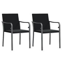 Tuinstoelen 2 st met kussens 56x59x84 cm poly rattan zwart - thumbnail