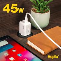 Aqiila W2 USB-oplader 45 W 2x USB-C USB PD Wit Binnen - thumbnail