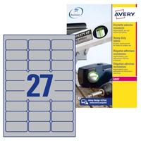 Avery-Zweckform L6011-100 Etiketten voor typeplaatjes 63.5 x 29.6 mm Polyester folie Zilver 2700 stuk(s) Permanent hechtend Laser (zwart/wit), Kopiëren - thumbnail