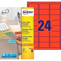 Avery afneembare gekleurde etiketten ft 63,5 x 33,9 mm (b x h), 480 stuks, 24 per blad, rood - thumbnail