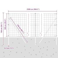 VidaXL Hek met paal grijs 1 x 25 m staal - thumbnail