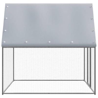 Kippenkooi 2x2x2 m gegalvaniseerd staal zilverkleurig en grijs