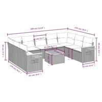 10-delige Loungeset met kussens poly rattan zwart - thumbnail