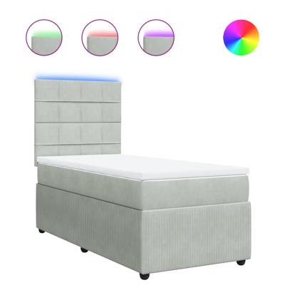 Boxspring met matras fluweel lichtgrijs 120x190 cm - thumbnail