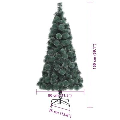 VidaXL Kunstmatige voorverlichte kerstboom met ballenset groen 150 cm