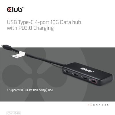 club3D USB 3.2 Gen 1 (USB 3.0) Adapter [1x USB-C stekker - 4x USB-C bus] USB-Hub Typ C