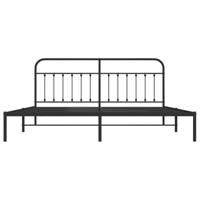 Bedframe met hoofdbord metaal zwart 200x200 cm - thumbnail
