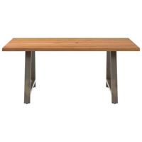 Eettafel met natuurlijke rand 180x120x74 cm massief eikenhout - thumbnail