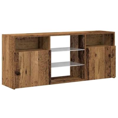 Tv-meubel met LED 120x30x50 cm bewerkt hout oud hout