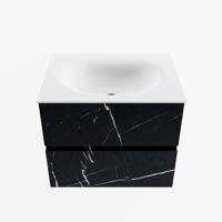 MONDIAZ VICA 60cm badmeubel onderkast Marquina 2 lades. Wastafel MOON midden 1 kraangat, kleur Talc. - thumbnail