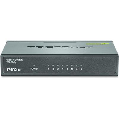 TRENDnet TEG-S82G 8-Port Gigabit GREENnet Switch, Ethernet Splitter, 10/100/1000 Mbps, ventilatorloos, 16 Gbps schakelcapaciteit, metalen behuizing, plug & play,zwart