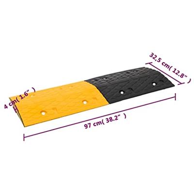 VidaXL Verkeersdrempels 2 st 97x32,5x4 cm rubber geel en zwart