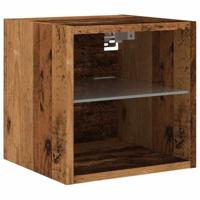 Tv-wandmeubels met LED-verlichting 2 st 30x28,5x30 cm oud hout - thumbnail