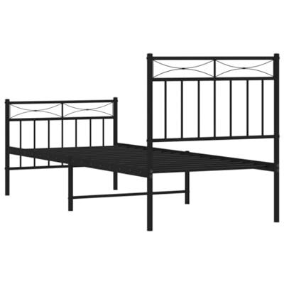 Bedframe met hoofd- en voeteneinde metaal zwart 80x200 cm