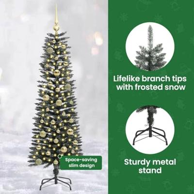 Kunstkerstboom met 150 LED Groen 150 cm PVC en Plastic en Staal