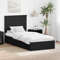 Bedframe met lade met opslag Zwart 100 x 200 cm Bewerkt hout - thumbnail