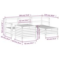 5-delige Loungeset massief grenenhout wit - thumbnail
