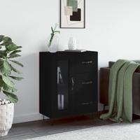 Dressoir 69,5x34x90 cm bewerkt hout zwart - thumbnail