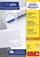 Avery Zweckform 3652, Universele etiketten, Ultragrip, wit, 100 vel, 21 per vel, 70 x 42,3 mm - thumbnail