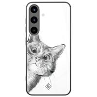 Samsung Galaxy S25 glazen hardcase - Peekaboo kat - thumbnail