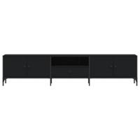 Tv-meubel met lade 200x25x44 cm bewerkt hout zwart - thumbnail