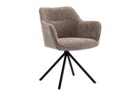 Bureaustoel VERONA champagne beige structuurstof met armleuning metalen poten zwart - 44158 - thumbnail