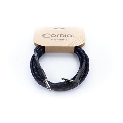 Cordial 14780 Jackplug Instrumenten Aansluitkabel [1x Jackplug male 6,3 mm (mono) - 1x Jackplug male 6,3 mm (mono)] 3 m Zwart, Blauw Textielmantel