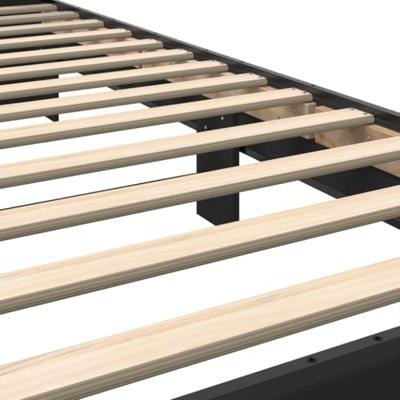 Bedframe bewerkt hout en metaal zwart 75x190 cm