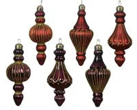 Decoris kerstornament glas 16cm Rood/paars - 1 stuk - thumbnail