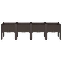 Plantenbak met poten 160x40x42 cm polypropeen bruin - thumbnail